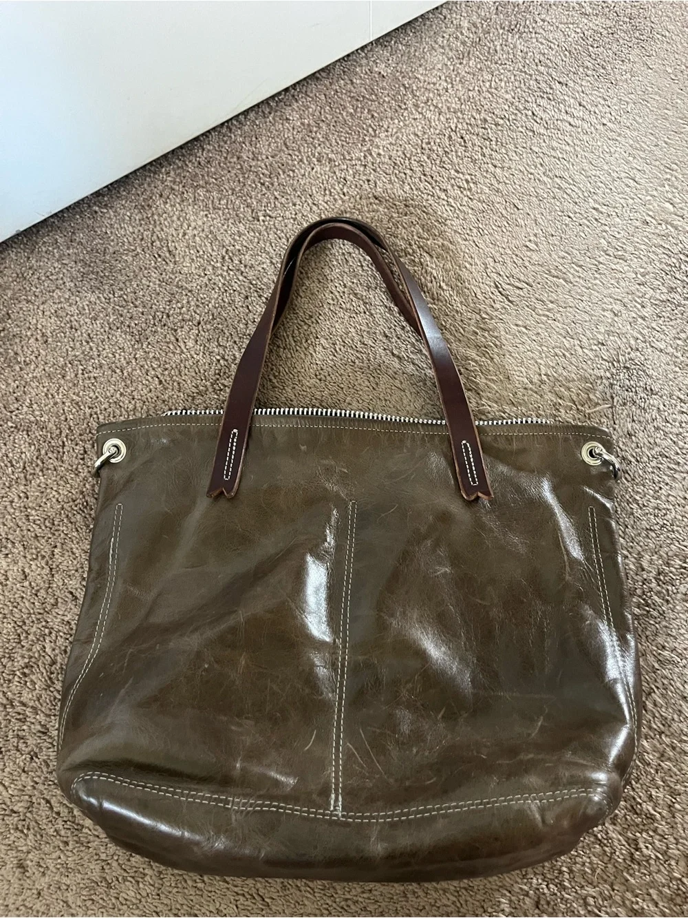 Alexis Drake Genuine Leather Tote Bag.